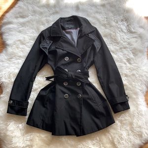 Metaphor Collared Trench Coat Black Size Large